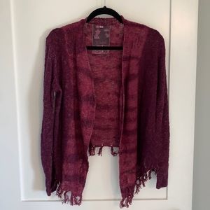 Young Fabulous & Broke Open Front Tassel Fringe Cardigan Size L NWOT